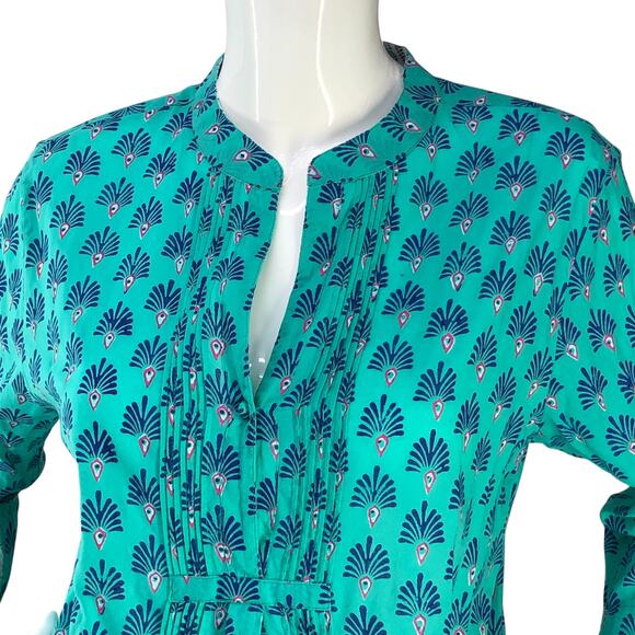 Roller Rabbit Womens Size M Top Checha Arles Shirt Tunic Split Neck 3/4 Sleeve - Picture 2 of 16